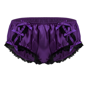Men's Sissy Ruffled Lace Panties / Shiny Satin Low Rise Stretchy Gay Bikini Jockstraps - EVE's SECRETS
